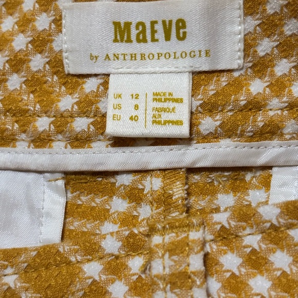 Maeve Anthropologie Mustard Plaid Wide Leg Pants Retro Mod US 8 - Picture 4 of 4